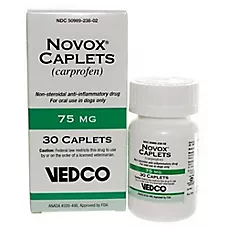 Novox Caplets (carprofen) for Dogs 75 mg - 30 Count, 60 Count, or 180 Count