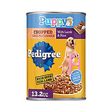 Pedigree Chopped Ground Dinner Puppy Wet Dog Food, Lamb & Rice, 13.2 oz. Can