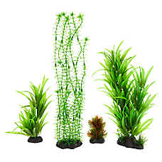 Top Fin? Artificial Aqaurium Plant Variety Pack Green/Red Fish Tank Decor - 4 Pack