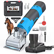 Oneisall Cordless All-in-One Horse Grooming Clippers W/ 4-Hour Battery Life & Spare Battery, Blue