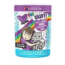 Weruva B.F.F. OMG Gravy! For Land & Sea Lovers Wet Cat Food - Minced in Gravy, 2.8 OZ, Pouch