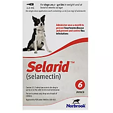 Selarid (selamectin) Topical for Dogs 20.1-40 lbs (Red Box), 6 Month Supply