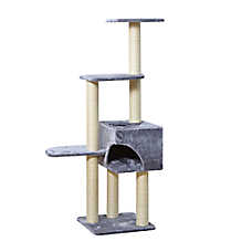 Two By Two The Spruce 54-in Plush Cat Tree Playground & Condo, Grey