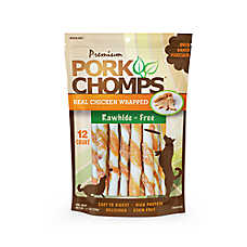 Premium Pork Chomps 5-inch Baked Mini Twists with Real Chicken Wrap