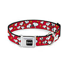 Buckle-Down Peanuts Snoopy Seatbelt Dog Collar, Red