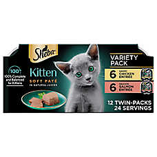 Sheba? Perfect Portions Kitten Wet Cat Food - Pate, Variety Pack, 12 CT, 31.7 OZ