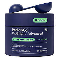 PetLab Co. Dog ProBright Advanced Dental Powder, Tartar & Bad Breath, Multiple Dog Sizes, 1.5-3.17oz