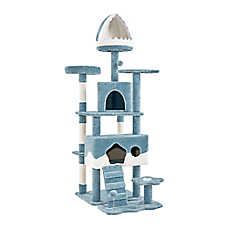 Yaheetech 72.5-in Ocean-Themed Cat Tree with 2 Condos, 2 Perches and Shark Bed