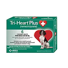 Tri-Heart Plus Chewable Tablets for Dogs 26-50 lbs Green, 6 Chewable Tablets (6 month supply)