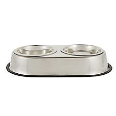 Top Paw? Elevated Platform Stainless Steel Slow Feeder Double Diner Dog Bowl, 5.5-cup