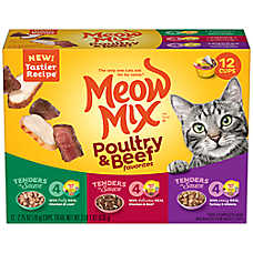 Meow Mix Tender Favorites Wet Cat Food All Ages - Variety Pack, 12 CT, 33 OZ