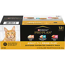 Purina Pro Plan Prime Plus Senior Wet Cat Food - Grain Free, Variety Pack, 12 CT, 36 OZ