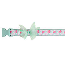 Top Paw? Butterfly Dog Collar, Mint & Pink Dog Collar, Bow, Adjustable, Multiple Sizes