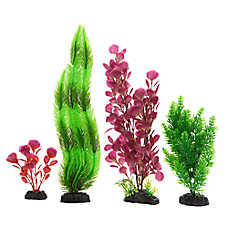 Top Fin? Artificial Aqaurium Plant Variety Pack Green/Purple Fish Tank Decor - 4 Pack