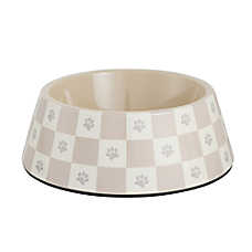 Top Paw? Brown & White Checkered Melamine Dog Bowl, 24 FL OZ, 7.83 IN X 7.68 IN X 2.56 IN