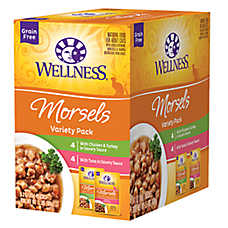 Wellness? Healthy Indulgence Adult Cat Wet Food - Grain Free, Morsels, Variety Pack, 8 Ct, 24 Oz