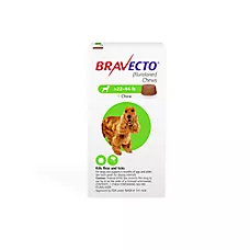 Bravecto Chew for Dogs 22-44 lbs (Green Box), 1 Chew, 12-Week Supply