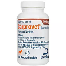 Carprovet (Carprofen) Flavored Tablets for Dogs - 25mg, 75 mg, or 100mg - Available in 60 or 180 Ct