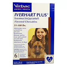 Iverhart Plus Flavored Chewables for Dogs 51-100 lbs (Brown Box), 6 Month Supply