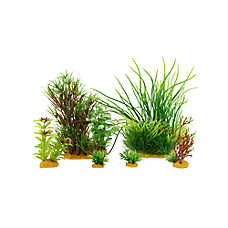 Top Fin? Artificial Aqaurium Plant Variety Pack Green/Red Fish Tank Decor - Large