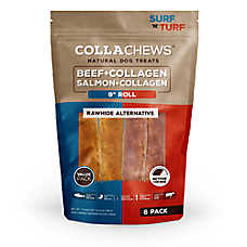 Collachews Rawhide Alternative Adult Dog Chew - Beef/Salmon + Collagen Rolls 26.6 oz