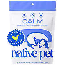 Native Pet Dog Calm Air Dried Chews Anxiety & Calming Supplement, Real Chicken Base, 60 CT & 120 CT