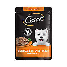 CESAR Filets in Gravy Wet Dog Food Rotisserie Chicken Flavor, 1.76 oz. Mini-Pouch
