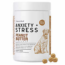 Chew + Heal Dog Anxiety & Stress Calming Supplement Soft Chews, Peanut Butter Flavor, 60 Count