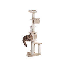 Armarkat 74-in Faux Fur Real Wood Condo & Cat Tree, Beige