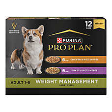 Purina Pro Plan Weight Management Variety Pack Adult Dog Wet Food - Chicken & Turkey, 13 oz, 12 Ct