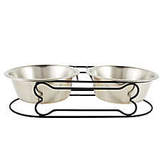Top Paw? Elevated Stainless Steel Double Diner Dog Bowl