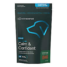 VetriScience Calm & Confident Dog Calming Chews, Up to 8 Hr Relief, Chicken Flavor, 50 Count