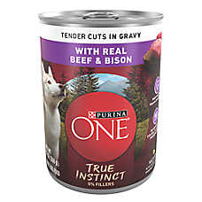 Purina ONE True Instinct Tender Cuts in Gravy Real Beef & Bison Adult Wet Canned Dog Food 13 oz
