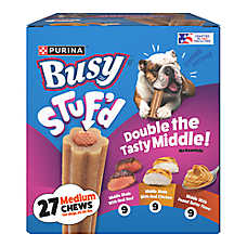 Purina Busy Stuf'd Variety Pack Medium Breed Dog Chews - Beef, Chicken or Peanut Butter Flavor