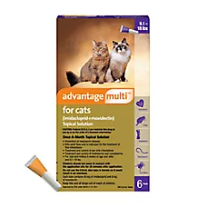 Advantage Multi Topical Solution for Cats, 9.1-18 lbs (Purple), 1 or 6 Month Supply