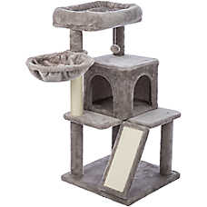 TRIXIE Pepito 39.4" Cat Tower, 3-Level Cat Tree W/ Scratching Posts, Ramp, Plush Condo & Hammock