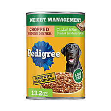 Pedigree Chopped Ground Dinner Weight Management Adult Wet Dog Food, Chicken & Rice, 13.2 oz. Can