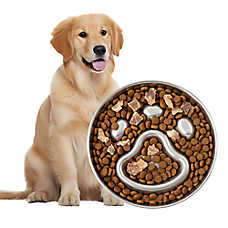 PawsPik Dog Stainless Steel Three-Ridged Slow Feeder Bowl