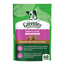 Greenies Dog Skin & Coat Sensitive Care Supplement with Omega-3 - Peanut Butter, 40 ct, 80 ct