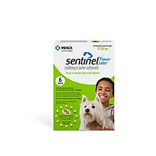 Sentinel Flavor Tabs for Dogs 11-25 lbs (Green Box), 6 Tablets (6-Month Supply)