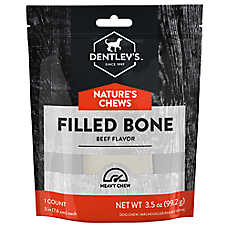 Dentley's Nature's Chews Beef Flavor Filled Bone Dog Chew 3 Inch 3.5 OZ