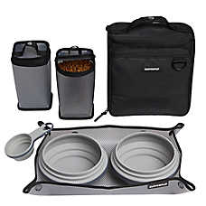 Cleverpup Bistro Box, 7-Piece Dog Food Travel Kit W/ Collapsible Bowls, Insulated Travel Bag & More