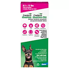 Credelio Quattro/ Credelio Quattro-CA1 Chewable Tablets for Dogs, 6.1-12 lbs, 1 or 6 Month Supply
