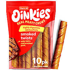Hartz Oinkies Smoked Twists Rawhide-Free All Life Stages Dog Treats - Smoked Pork 10 ct 20 OZ
