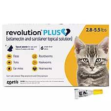 Revolution Plus (selamectin & sarolaner topical) for Cats, 2.8-5.5 lbs (Gold), 3 or 6 Month Supply