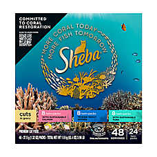SHEBA Wet Cat Food, Salmon, Tuna, Trout, Variety Pack, 24 CT, 31.7 OZ