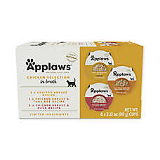 Applaws Wet Cat Food - Chicken Selection in Broth, Limited Ingredient, Variety Pack, 8 Count