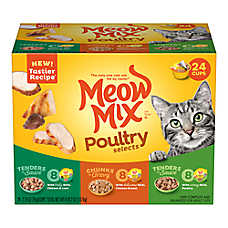 Meow Mix Poultry Selects Wet Cat Food All Ages - Chicken, Chicken & Liver, Chicken Breast