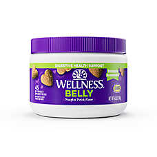 Wellness? Dog Belly Digestive Health Support Soft Chews, Contains Probiotics, Pumpkin Flavor, 45ct
