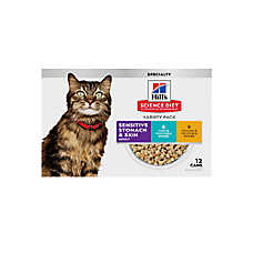 Hill's Science Diet Adult Wet Cat Food - Sensitive Stomach & Skin, 12 Count, Variety Pack, 35.2 Oz